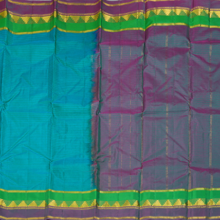 Hayagrivas Handloom Blue-Green Kanjivaram Silk Saree KBF206E1-71