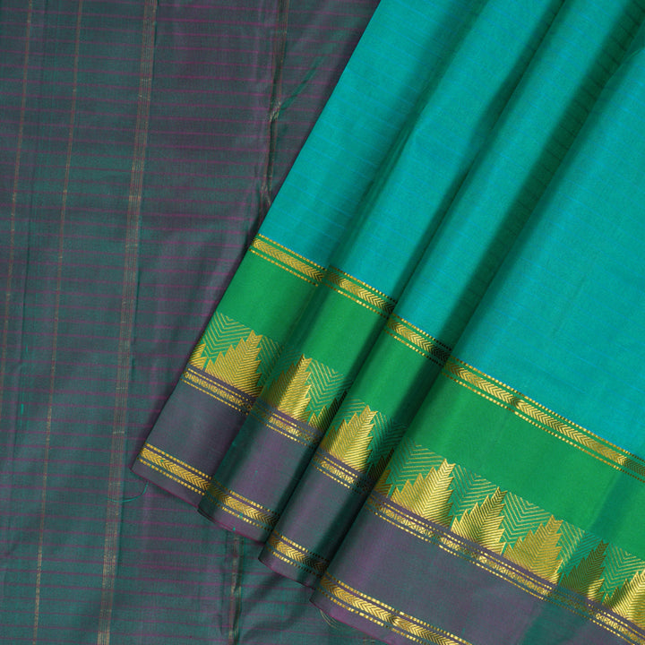 Hayagrivas Handloom Blue-Green Kanjivaram Silk Saree KBF206E1-71