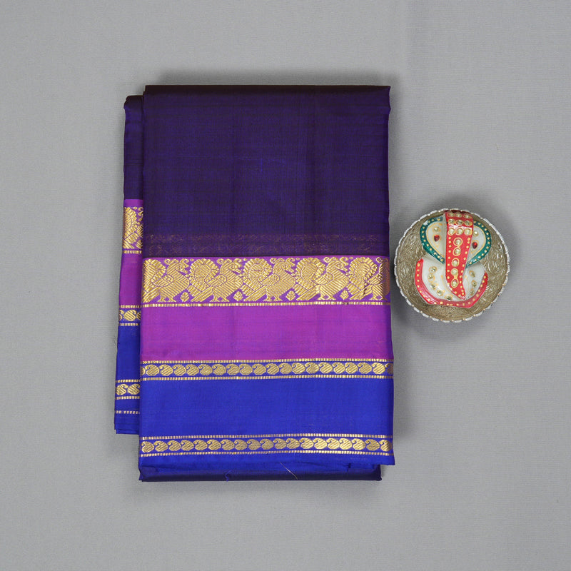 Hayagrivas Handloom Purplish-Blue Kanjivaram Silk Saree KBF206E1-72
