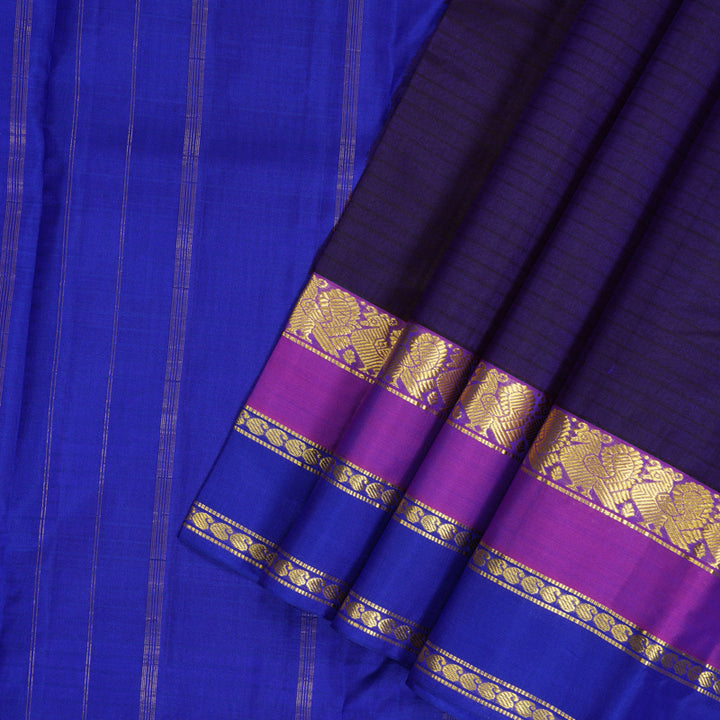Hayagrivas Handloom Purplish-Blue Kanjivaram Silk Saree KBF206E1-72