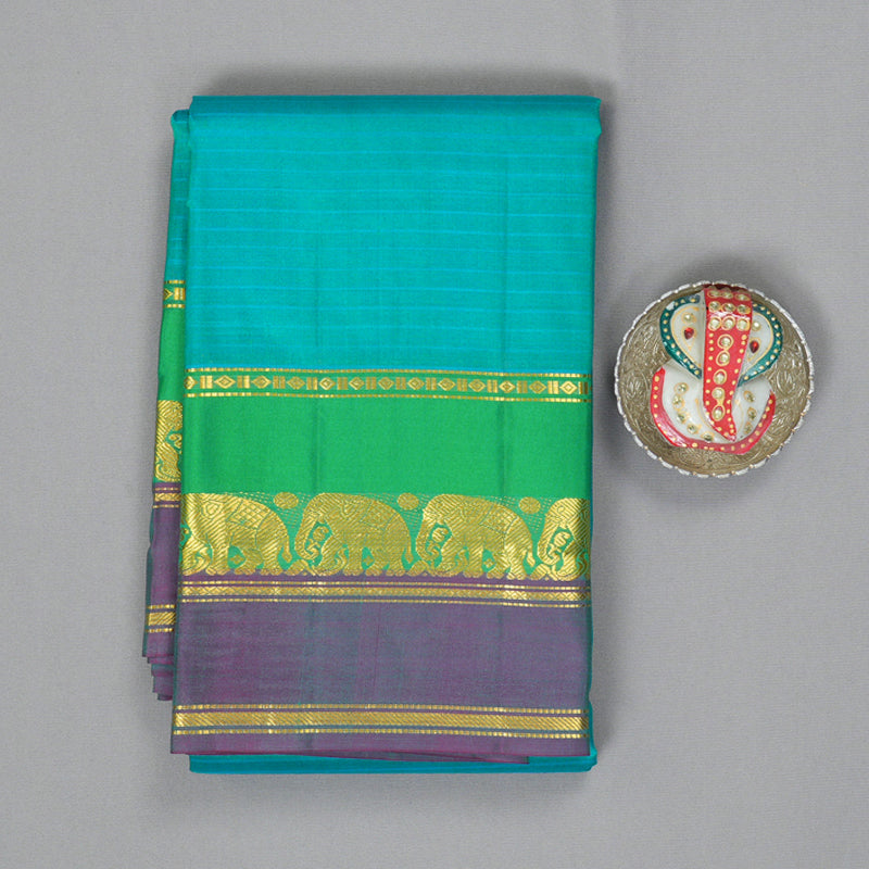Hayagrivas Handloom Bright Teal Kanjivaram Silk Saree KBF206E1-73