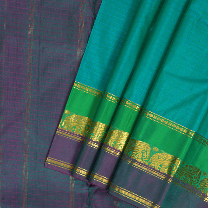 Hayagrivas Handloom Bright Teal Kanjivaram Silk Saree KBF206E1-73