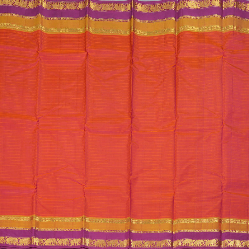 Hayagrivas Handloom Orangish-Pink Kanjivaram Silk Saree KBF206E1-75