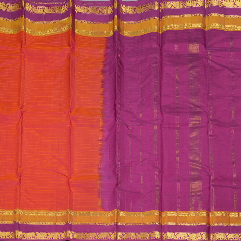 Hayagrivas Handloom Orangish-Pink Kanjivaram Silk Saree KBF206E1-75