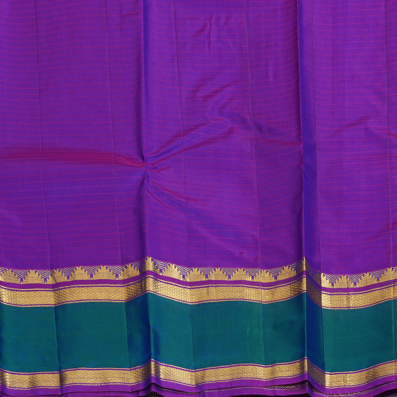 Hayagrivas Handloom MS Blue Kanjivaram Silk Sarees with Purple Border KBF206E1-78