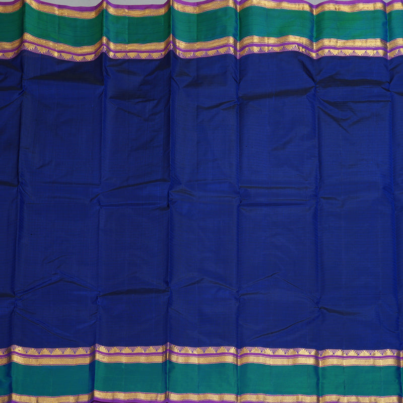 Hayagrivas Handloom MS Blue Kanjivaram Silk Sarees with Purple Border KBF206E1-78