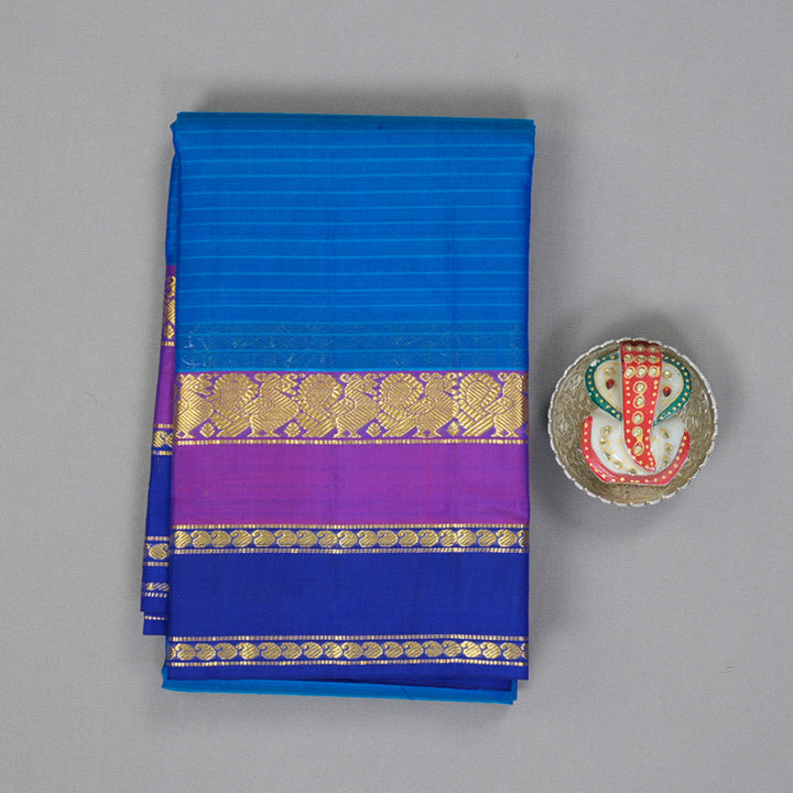 Hayagrivas Handloom MS Blue Kanjivaram Silk Saree with Royal Blue Border KBF206E1-79