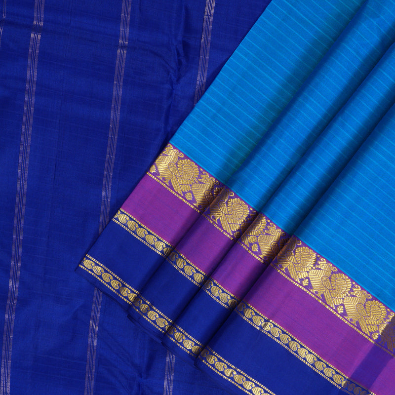 Hayagrivas Handloom MS Blue Kanjivaram Silk Saree with Royal Blue Border KBF206E1-79