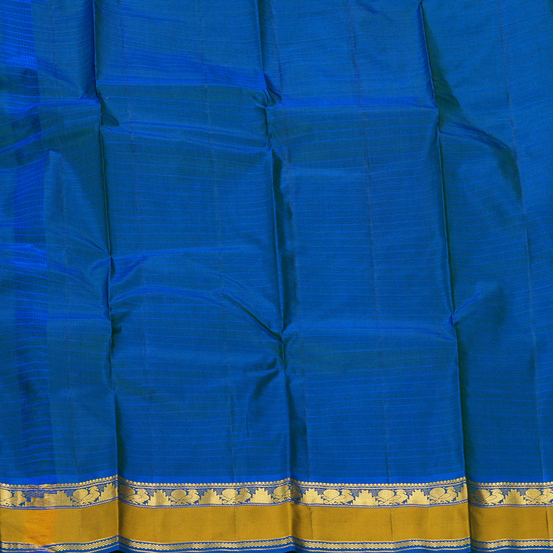Hayagrivas Handloom Leaf Green Kanjivaram Silk Saree with Peacock Blue Border KBF206E1-8