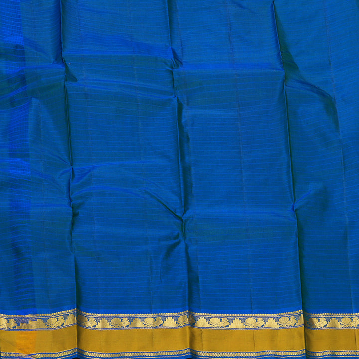 Hayagrivas Handloom Leaf Green Kanjivaram Silk Saree with Peacock Blue Border KBF206E1-8