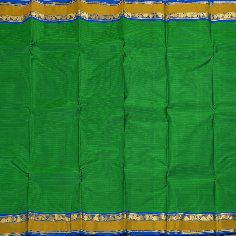 Hayagrivas Handloom Leaf Green Kanjivaram Silk Saree with Peacock Blue Border KBF206E1-8