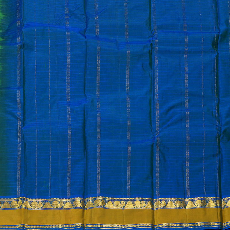 Hayagrivas Handloom Leaf Green Kanjivaram Silk Saree with Peacock Blue Border KBF206E1-8