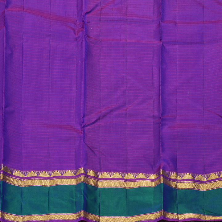 Hayagrivas Handloom Peacock Blue Kanjivaram Silk Saree with Purple Border KBF206E1-9