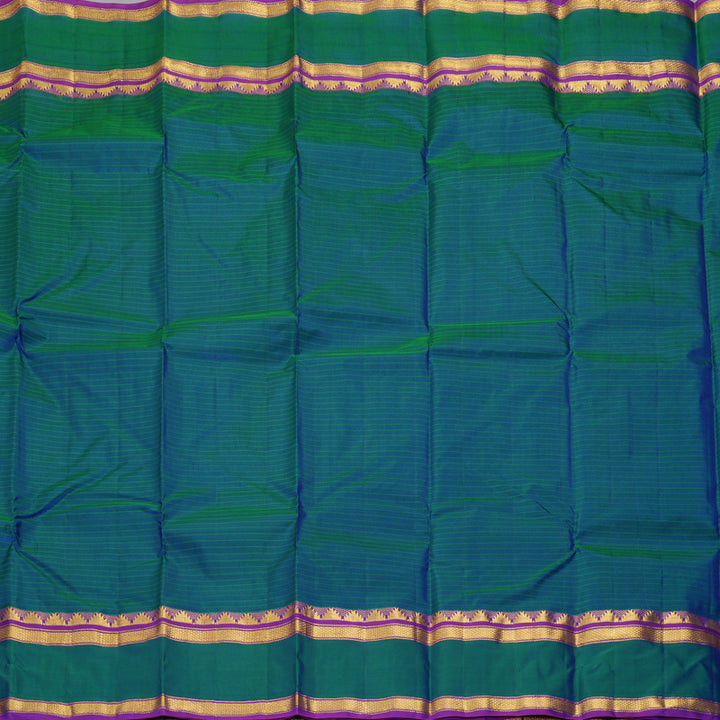Hayagrivas Handloom Peacock Blue Kanjivaram Silk Saree with Purple Border KBF206E1-9