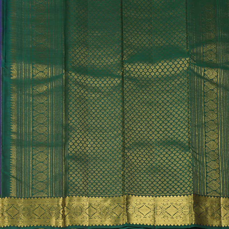 Hayagrivas Handloom Purple Kanjivaram Silk Saree with Bottle Green Border KBF207E1-11