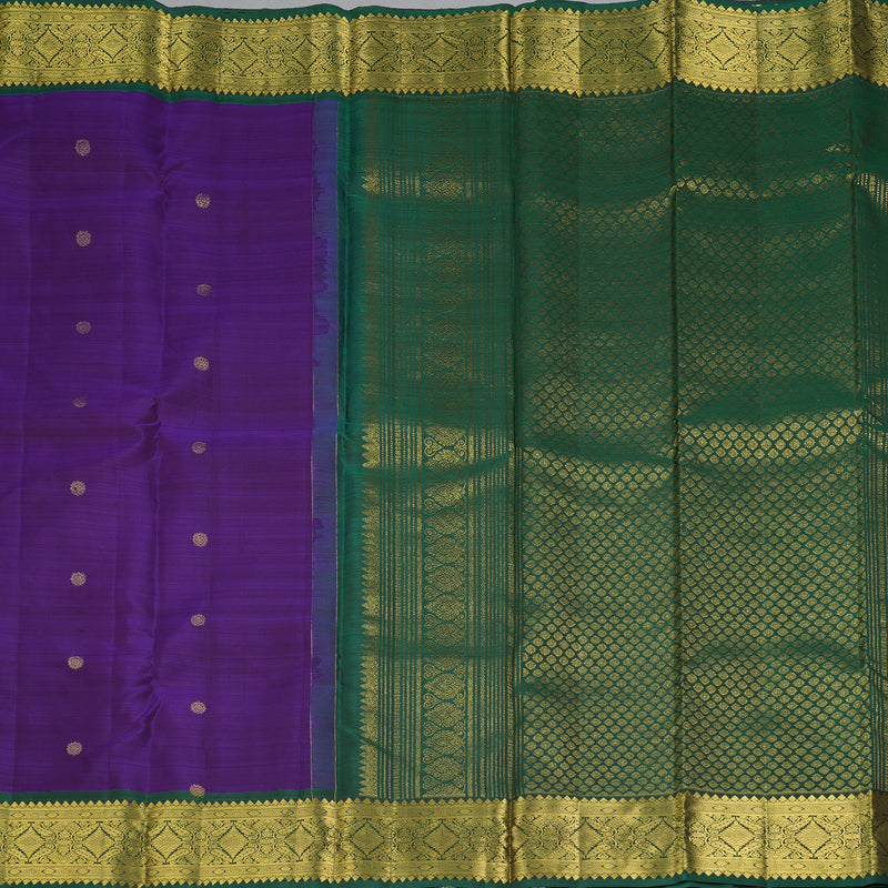 Hayagrivas Handloom Purple Kanjivaram Silk Saree with Bottle Green Border KBF207E1-11