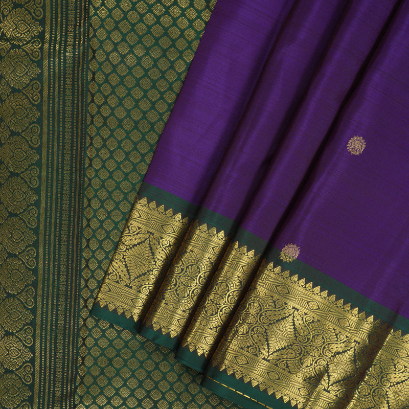 Hayagrivas Handloom Purple Kanjivaram Silk Saree with Bottle Green Border KBF207E1-11