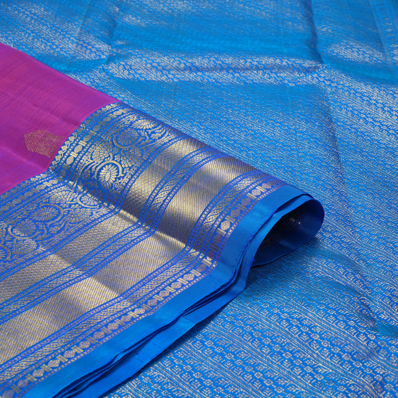 Hayagrivas Handloom Purple Kanjivaram Silk Saree with Anantha Blue Border KBF207E1-2