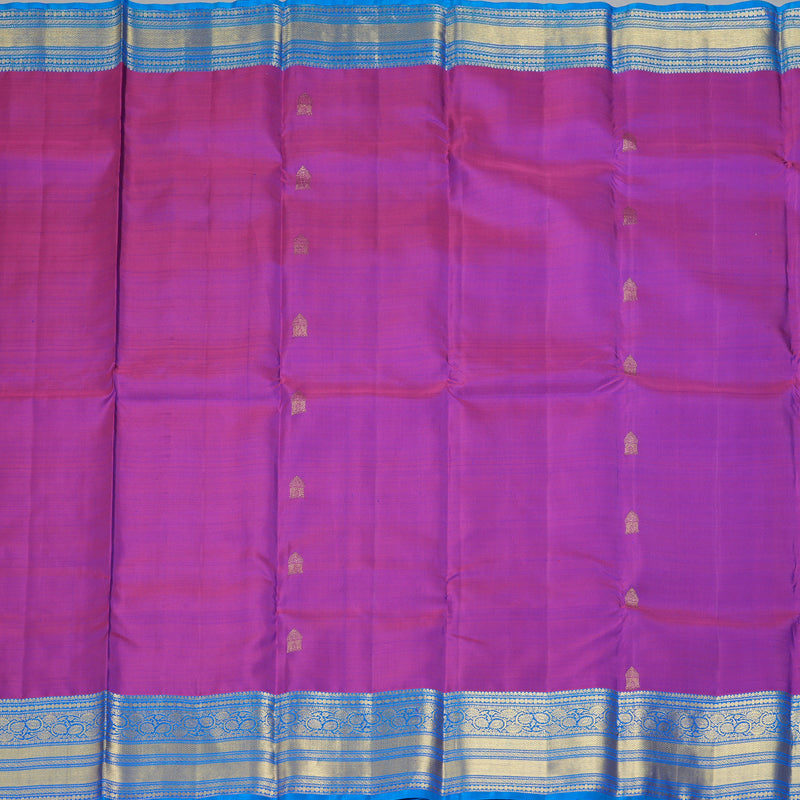 Hayagrivas Handloom Purple Kanjivaram Silk Saree with Anantha Blue Border KBF207E1-2