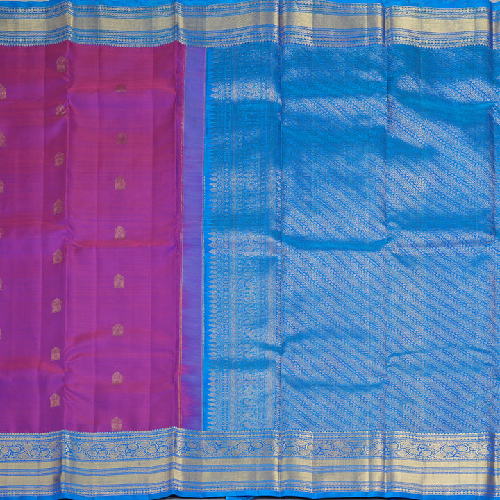 Hayagrivas Handloom Purple Kanjivaram Silk Saree with Anantha Blue Border KBF207E1-2