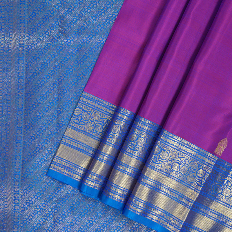 Hayagrivas Handloom Purple Kanjivaram Silk Saree with Anantha Blue Border KBF207E1-2