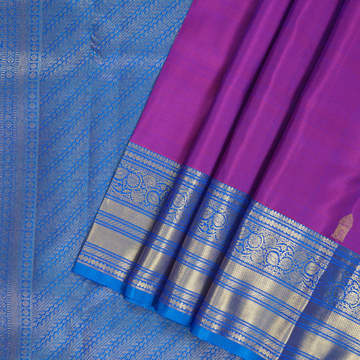 Hayagrivas Handloom Purple Kanjivaram Silk Saree with Anantha Blue Border KBF207E1-2