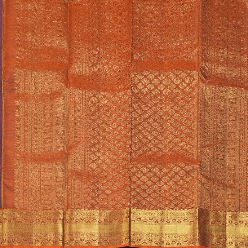 Hayagrivas Handloom Navy Blue Kanjivaram Silk Saree with Rust Orange Border KBF207E1-25
