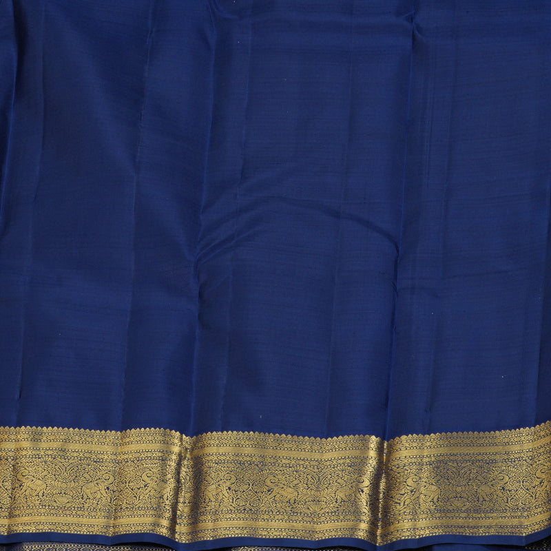 Hayagrivas Handloom Peacock Green Kanjivaram Silk Saree with Navy Blue Border KBF207E1-31