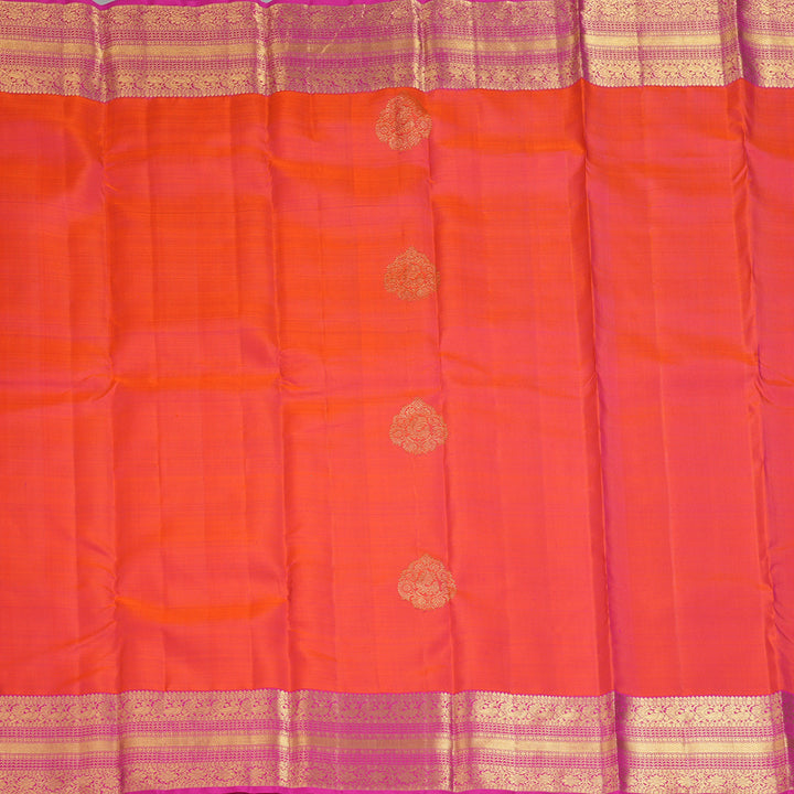 Hayagrivas Handloom Peach Pink Kanjivaram Silk Saree with Rani Pink Border KBF207E1-33