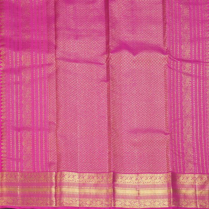 Hayagrivas Handloom Peach Pink Kanjivaram Silk Saree with Rani Pink Border KBF207E1-33