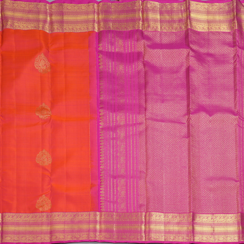 Hayagrivas Handloom Peach Pink Kanjivaram Silk Saree with Rani Pink Border KBF207E1-33
