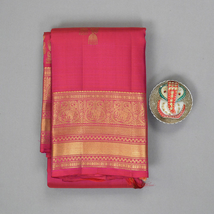 Hayagrivas Handloom Pink Kanjivaram Silk Saree KBF207E1-7
