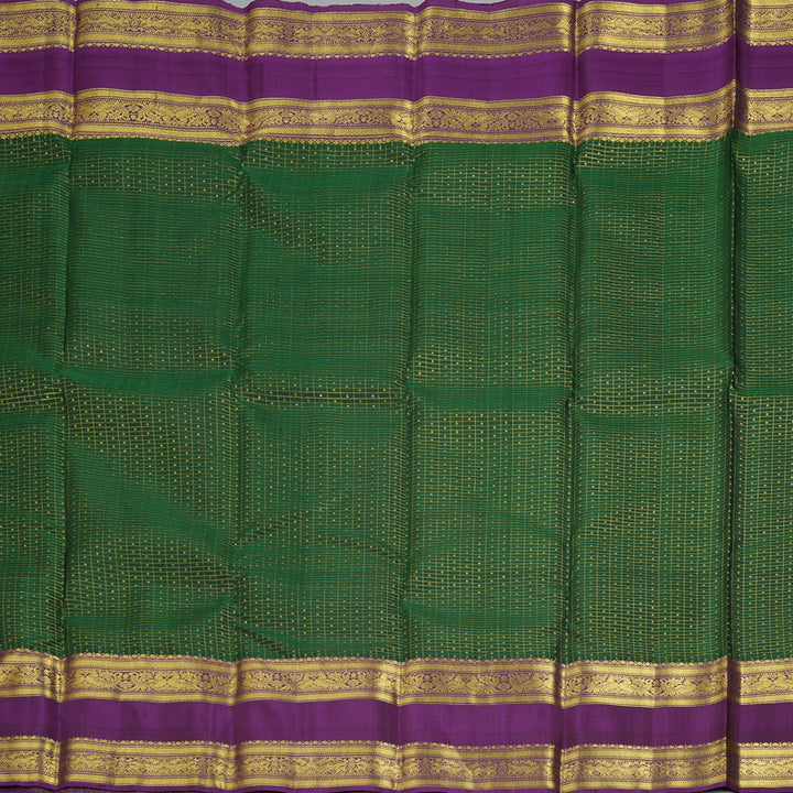 Hayagrivas Handloom Bottle Green Kanjivaram Silk Saree with Purple Border KBF207E10-2