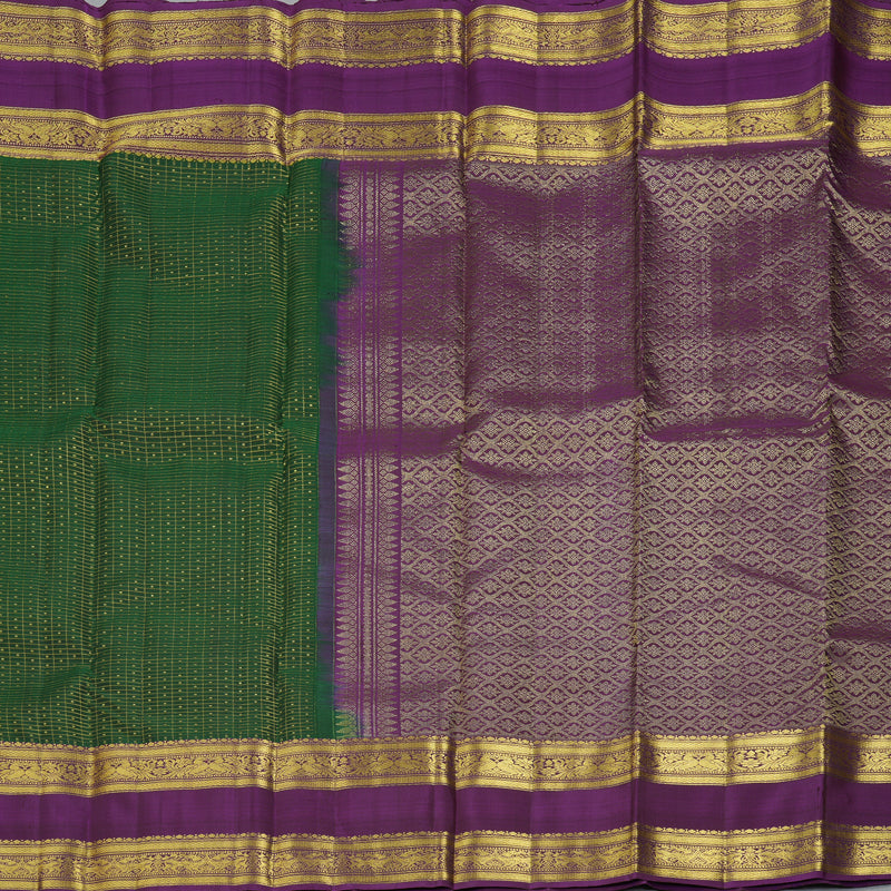 Hayagrivas Handloom Bottle Green Kanjivaram Silk Saree with Purple Border KBF207E10-2