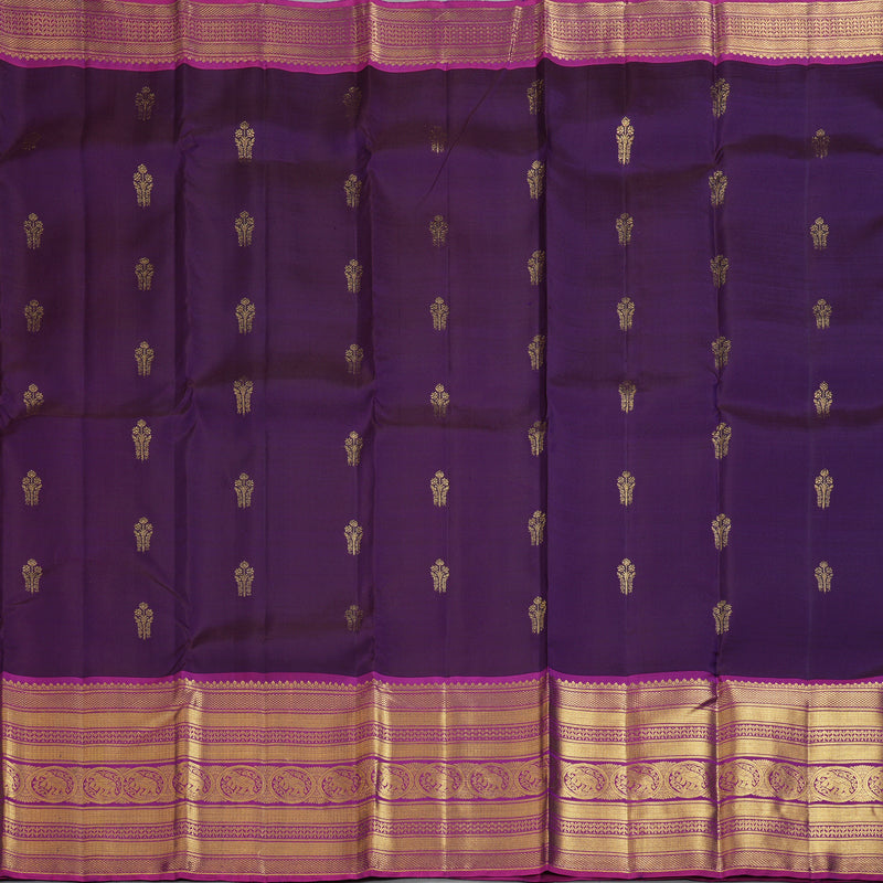 Hayagrivas Handloom Purple Kanjivaram Silk Saree with Magenta Border KBF207E2-11