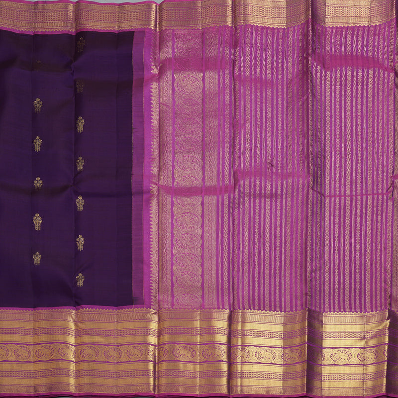 Hayagrivas Handloom Purple Kanjivaram Silk Saree with Magenta Border KBF207E2-11