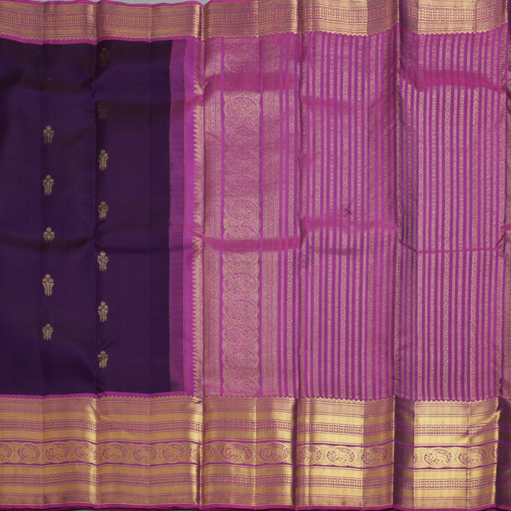 Hayagrivas Handloom Purple Kanjivaram Silk Saree with Magenta Border KBF207E2-11