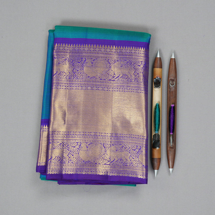 Hayagrivas Handloom Mayilkazhuthu Kanjivaram Silk Saree with Purple Border KBF207E2-2