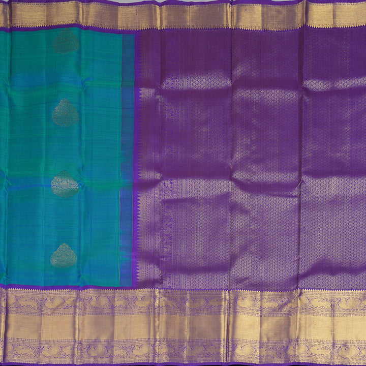 Hayagrivas Handloom Mayilkazhuthu Kanjivaram Silk Saree with Purple Border KBF207E2-2