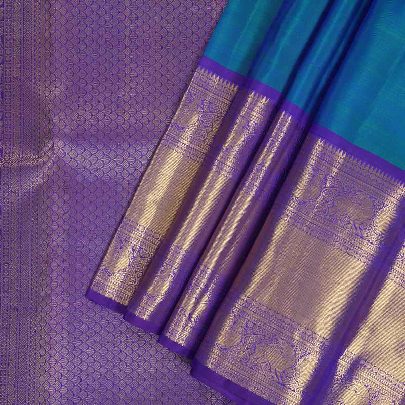 Hayagrivas Handloom Mayilkazhuthu Kanjivaram Silk Saree with Purple Border KBF207E2-2