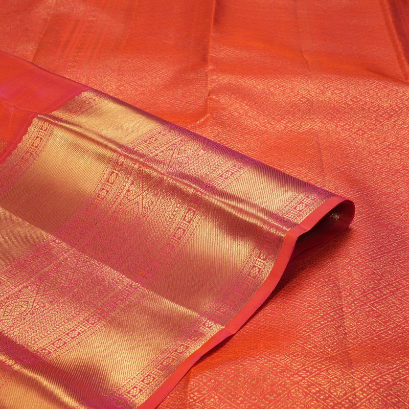 Hayagrivas Handloom Orangish-Pink Kanjivaram Silk Saree KBF207E2-3