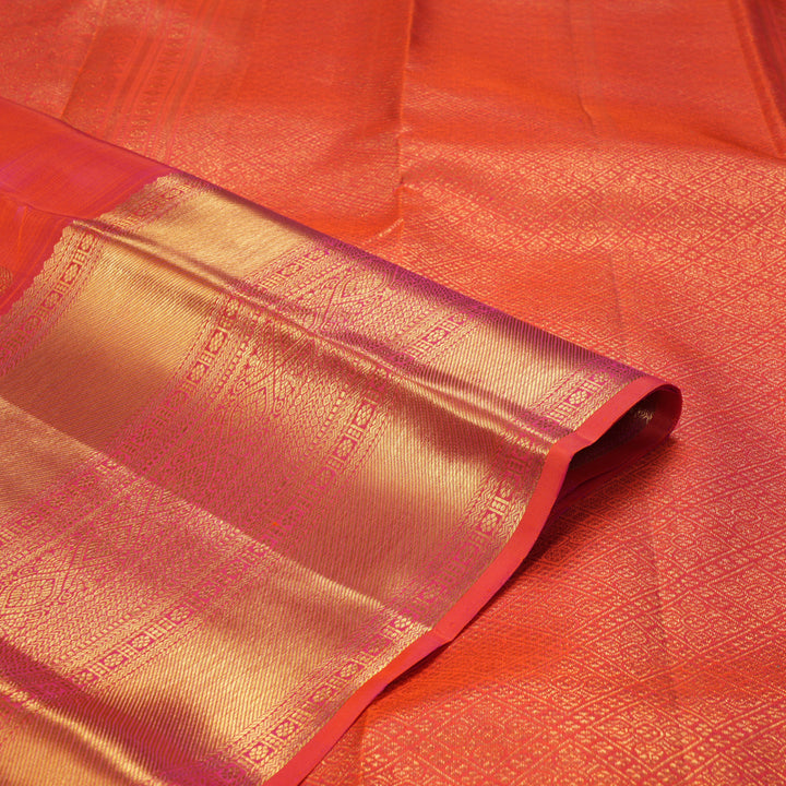Hayagrivas Handloom Orangish-Pink Kanjivaram Silk Saree KBF207E2-3