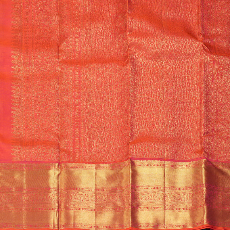 Hayagrivas Handloom Orangish-Pink Kanjivaram Silk Saree KBF207E2-3