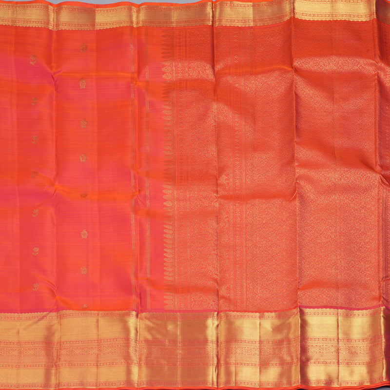 Hayagrivas Handloom Orangish-Pink Kanjivaram Silk Saree KBF207E2-3