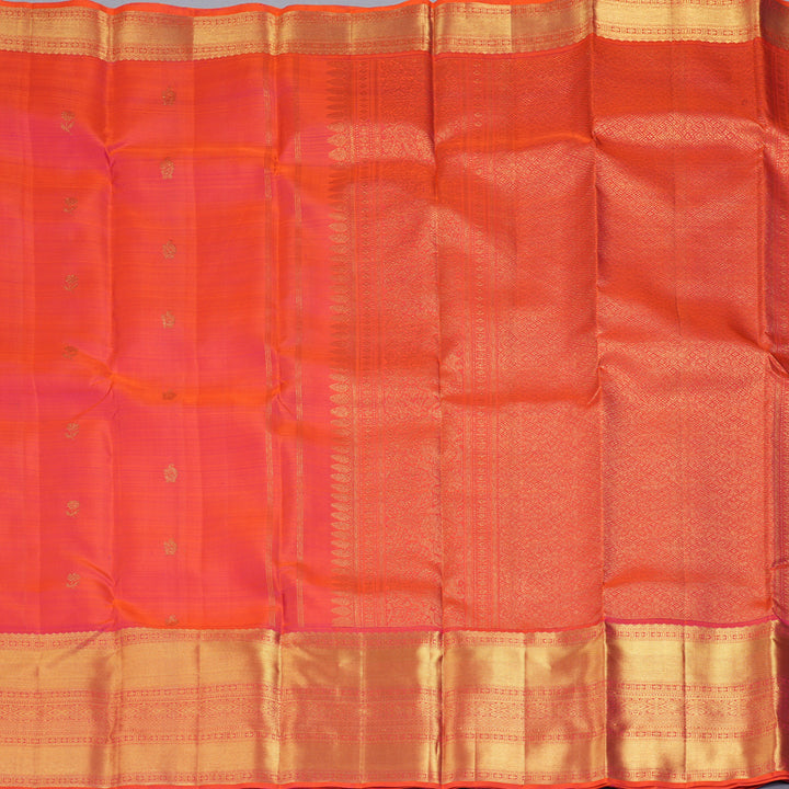 Hayagrivas Handloom Orangish-Pink Kanjivaram Silk Saree KBF207E2-3