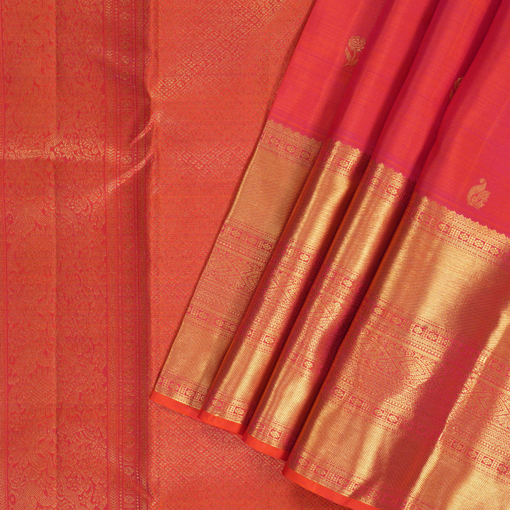 Hayagrivas Handloom Orangish-Pink Kanjivaram Silk Saree KBF207E2-3