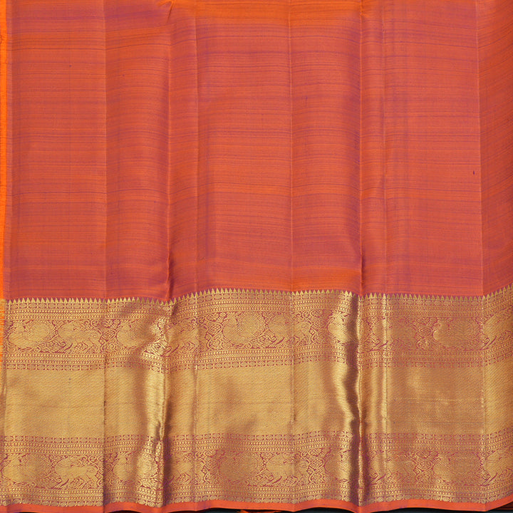 Hayagrivas Handloom Purple Kanjivaram Silk Saree with Orangish-Pink Border KBF207E2-4