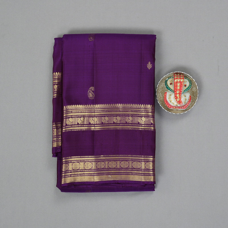 Hayagrivas Handloom Purple Kanjivaram Silk Saree KBF207E3-6