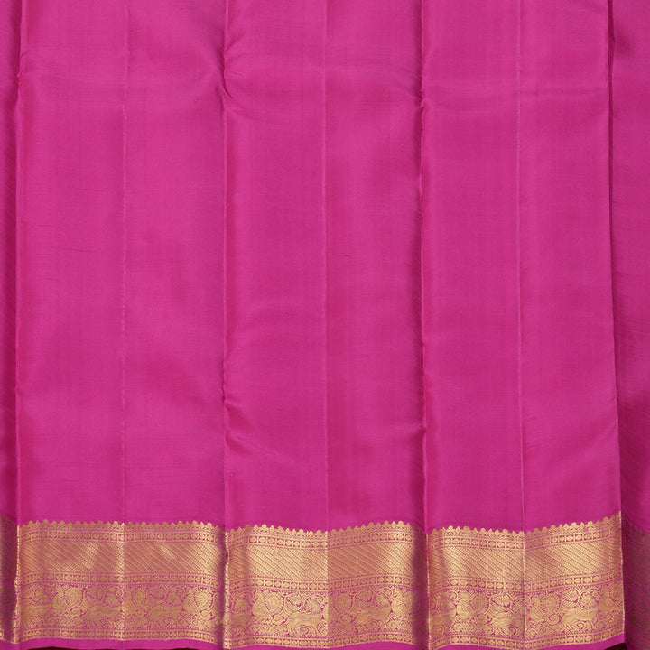 Hayagrivas Handloom Pinkish-Orange Kanjivaram Silk Saree with Pink Border KBF207E7-2