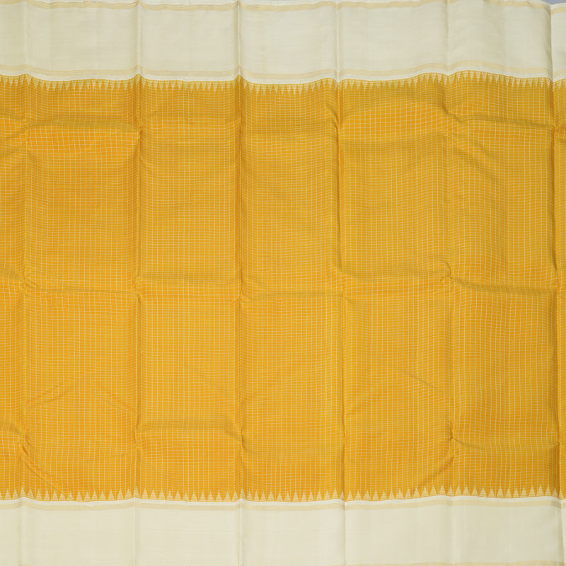 Hayagrivas Handloom Mustard Yellow Kanjivaram Silk Saree with Beige Border KBF208E2-6